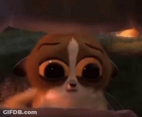 Cartoon Animal With Big Eyes And White Nose GIF