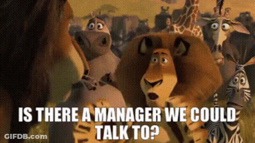 Cartoon Animals Asking Is There A Manager We Could Talk To GIF
