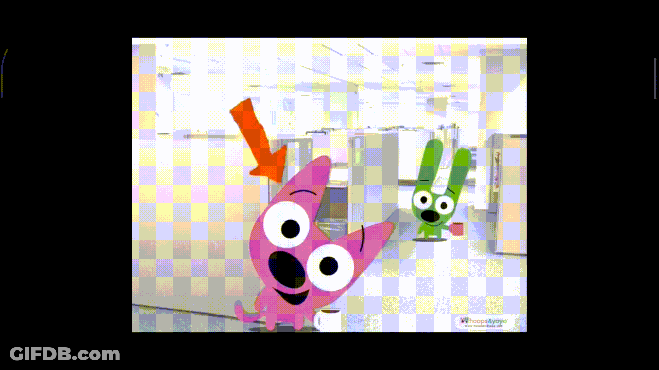 Cartoon Animals In Hoops With Coffee Saying Boss GIF