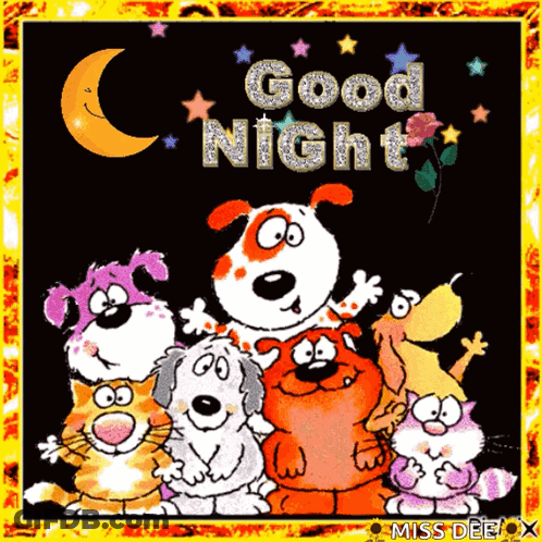 Cartoon Animals Saying Good Night GIF