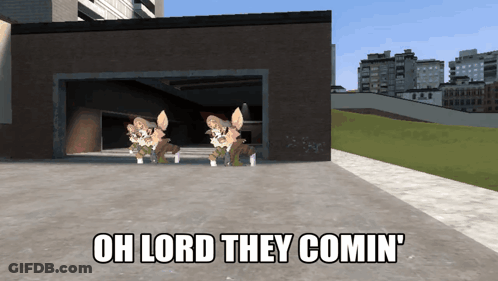 Cartoon Animals Saying Oh Lord They Coming GIF