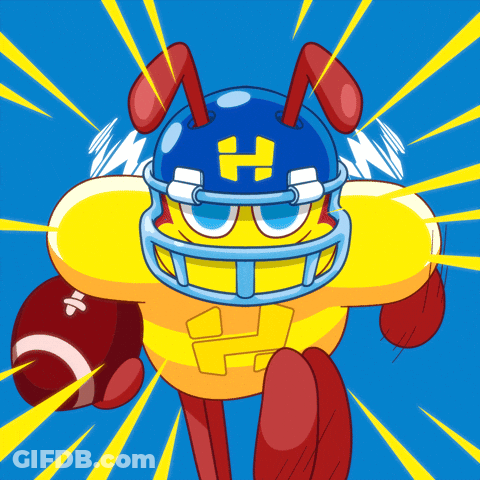 Cartoon Ant In Football Helmet Holding Football GIF