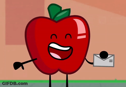Cartoon Apple Holding Envelope Smiling GIF