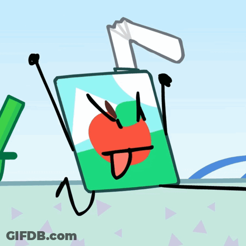 Cartoon Apple Juice Container With Straw GIF