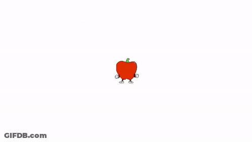 Cartoon Apple With Blue Eyes And Black Letter D GIF
