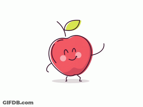 Cartoon Apple With Face And Arms GIF