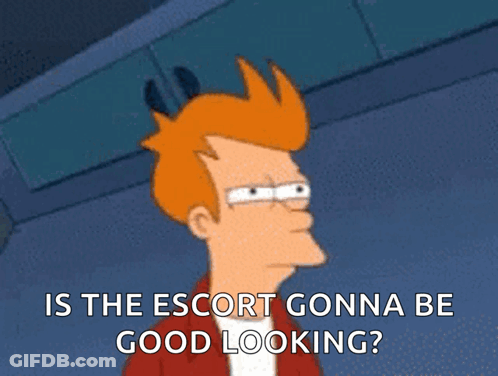 Cartoon Asking If Escort Will Be Good Looking GIF