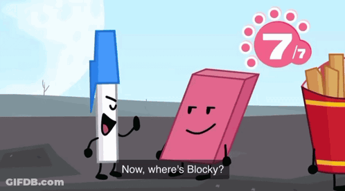 Cartoon Asking Where Blocky In Fries Bucket GIF