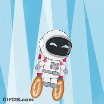 Cartoon Astronaut Flying Through Air GIF