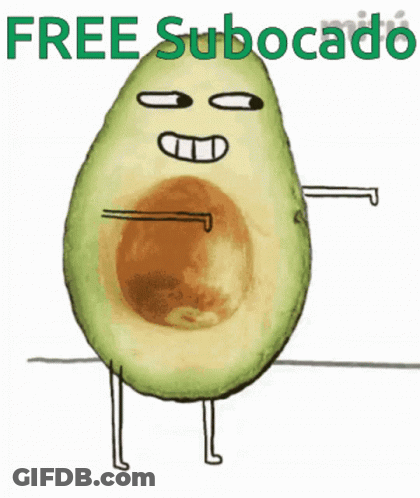 Cartoon Avocado Saying Free Subocado GIF