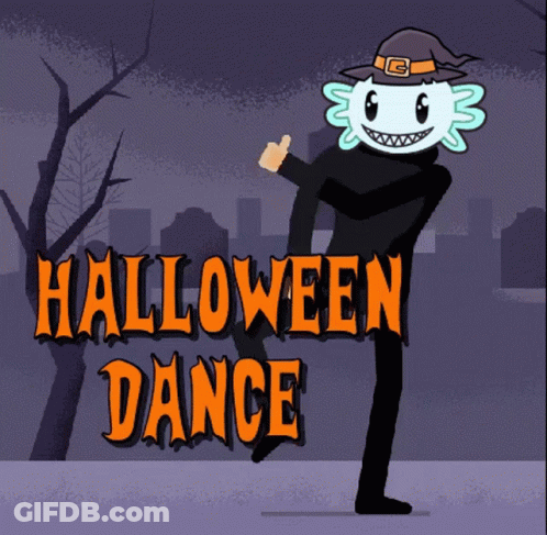 Cartoon Axolotl In Witch Hat Thumbs Up Halloween Dance GIF