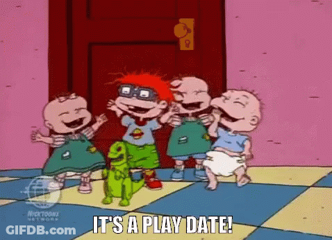 Cartoon Babies Laughing On Checkered Floor GIF