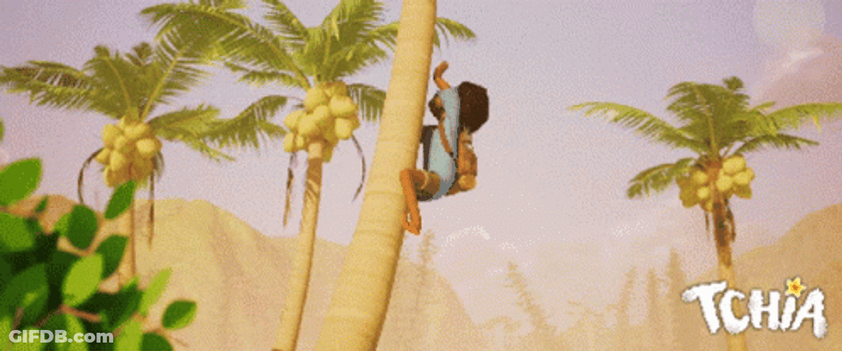 Cartoon Baby Climb Coconut Tree GIF