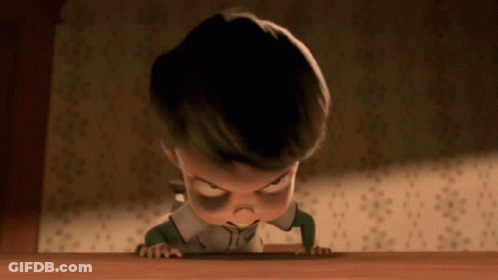 Cartoon Baby Crawling On Wooden Table GIF