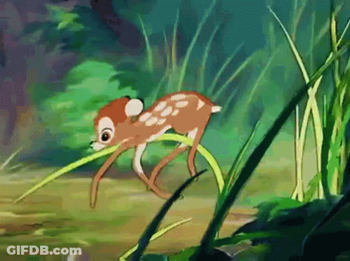 Cartoon Baby Deer Playing With Plant GIF