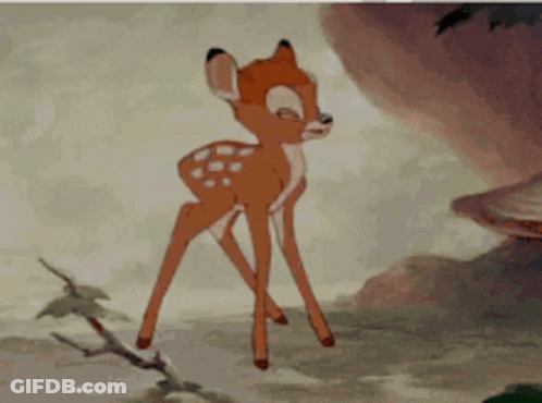 Cartoon Baby Deer Standing On Tree Branch GIF