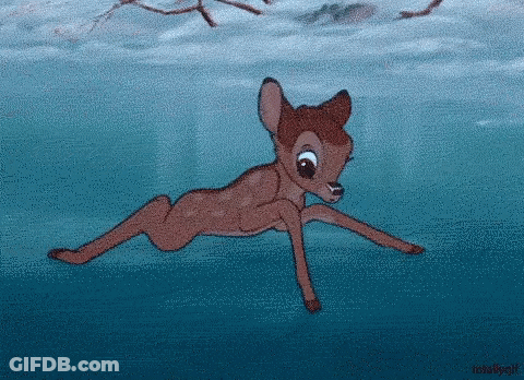 Cartoon Baby Deer Swimming GIF