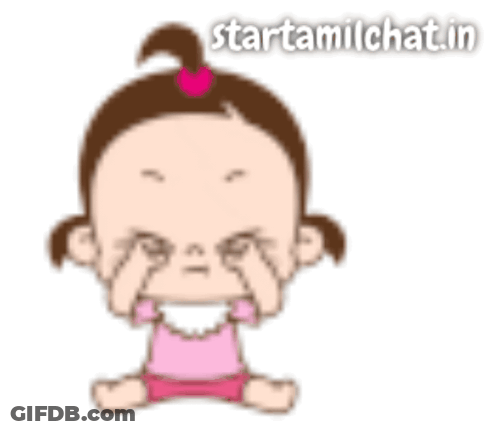 Cartoon Baby Girl Sitting With Hands On Face Starttamilchat.in GIF