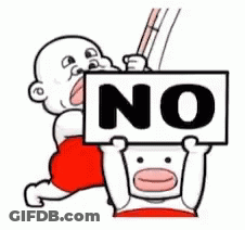Cartoon Baby Holding Sign Saying No GIF
