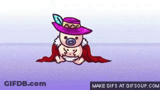 Cartoon Baby In Purple Hat And Red Cape GIF