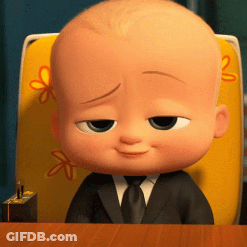 Cartoon Baby In Suit Sitting GIF
