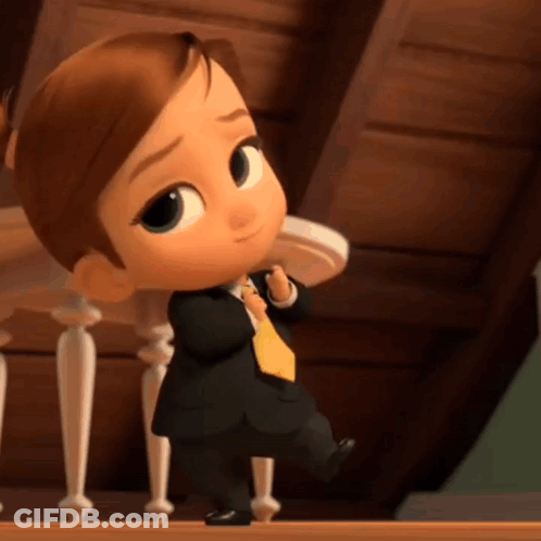 Cartoon Baby In Suit Walking Down Stairs GIF