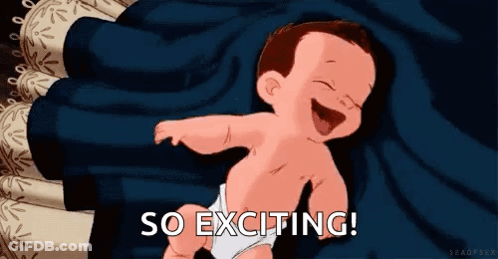Cartoon Baby Laying On Bed Laughing So Exciting GIF