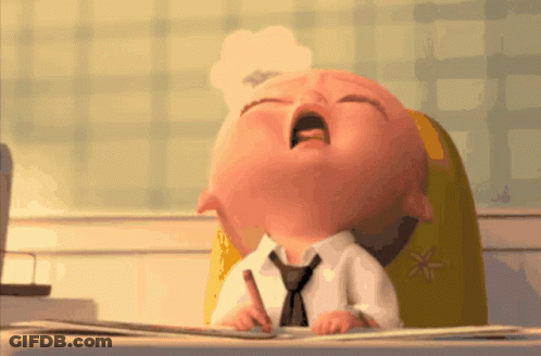 Cartoon Baby Sitting At Desk With Pencil GIF