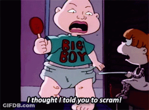 Cartoon Baby With Big Boy Shirt GIF