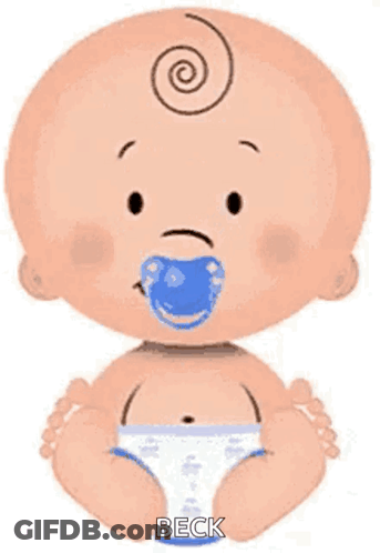 Cartoon Baby With Pacifier Sitting Down GIF