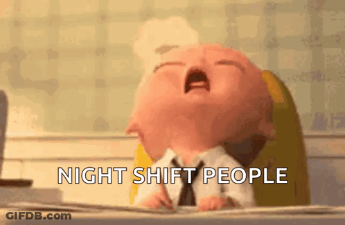 Cartoon Baby Yawning Night Shift People GIF