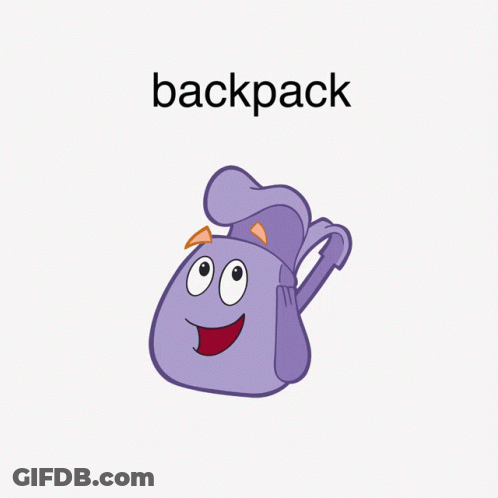 Cartoon Backpack With Face And Arms GIF