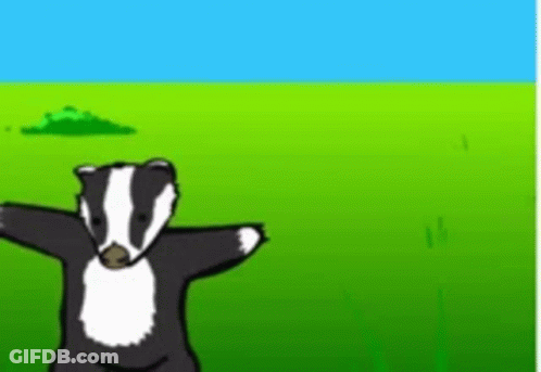 Cartoon Badger Standing In Field With Arms Outstretched GIF