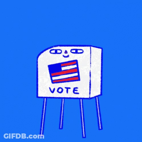 Cartoon Ballot Box Saying Vote GIF