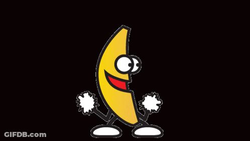 Cartoon Banana With Big Eyes And Arms GIF