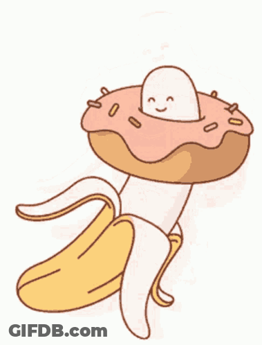 Cartoon Banana With Donut GIF