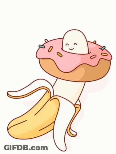 Cartoon Banana With Donut GIF