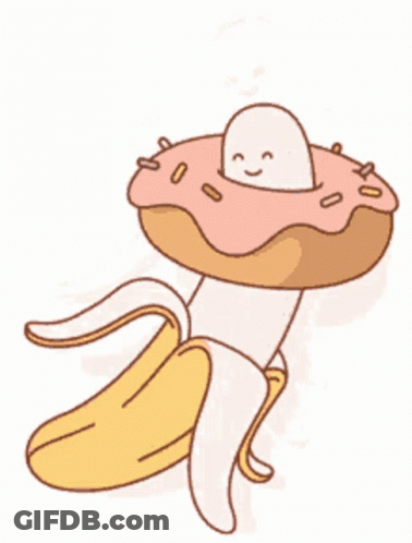 Cartoon Banana With Donut GIF