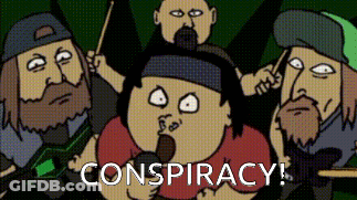 Cartoon Band With Conspiracy Text GIF