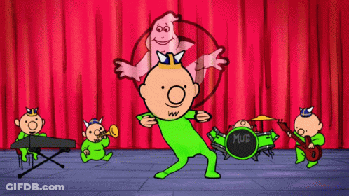Cartoon Band With Mug On Drum GIF