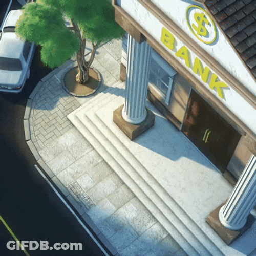 Cartoon Bank Robber Bolting Out GIF