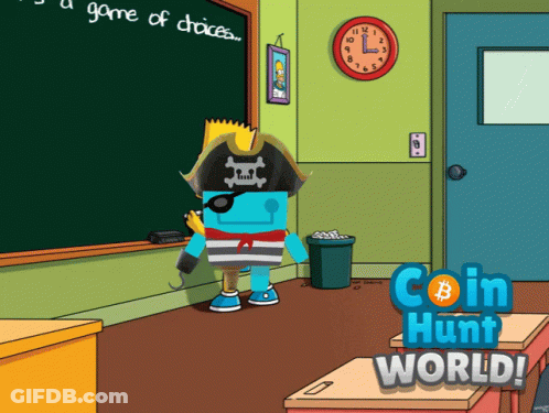 Cartoon Bart Simpson In Classroom With Coin Hunt World GIF