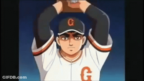 Cartoon Baseball Player With G On Cap GIF