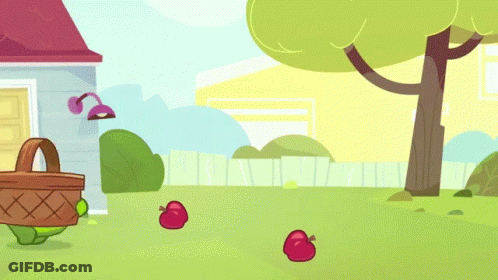Cartoon Basket Of Apples With Tree GIF