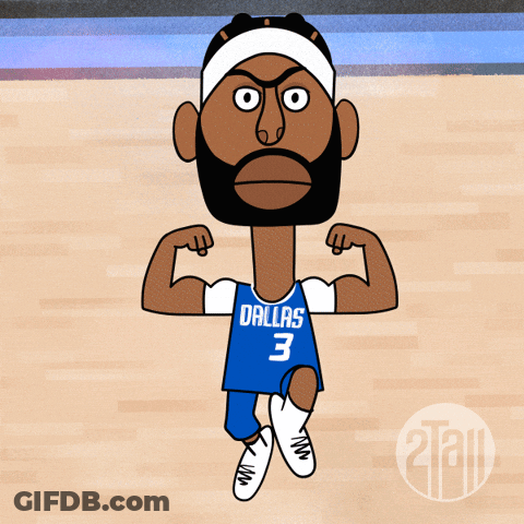 Cartoon Basketball Player In Dallas Jersey GIF