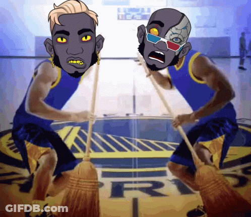 Cartoon Basketball Players On Court GIF