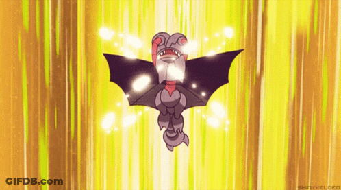 Cartoon Bat Flying On Yellow Background GIF
