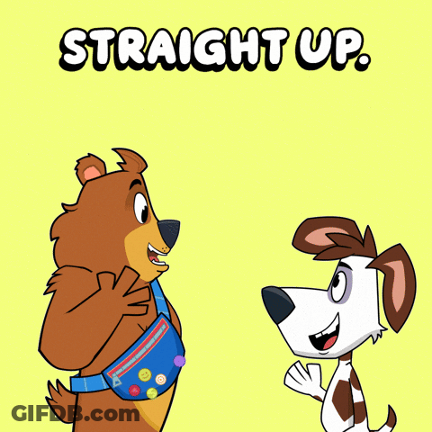 Cartoon Bear And Dog Saying Straight Up GIF