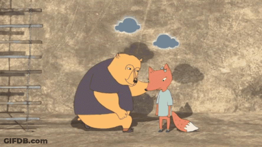 Cartoon Bear And Fox Empathy GIF