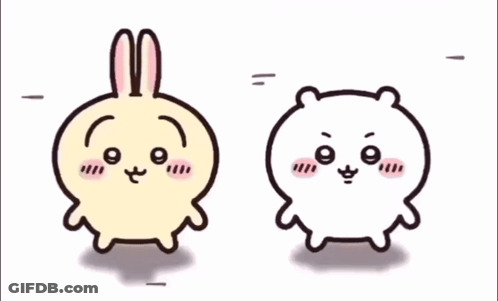 Cartoon Bear And Rabbit Making Heart Shape GIF